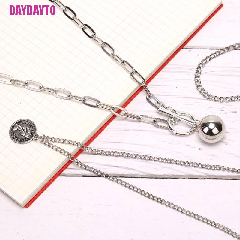 Vòng Cổ Choker Nhiều Lớp Mặt Đồng Xu Thời Trang Cho Nữ