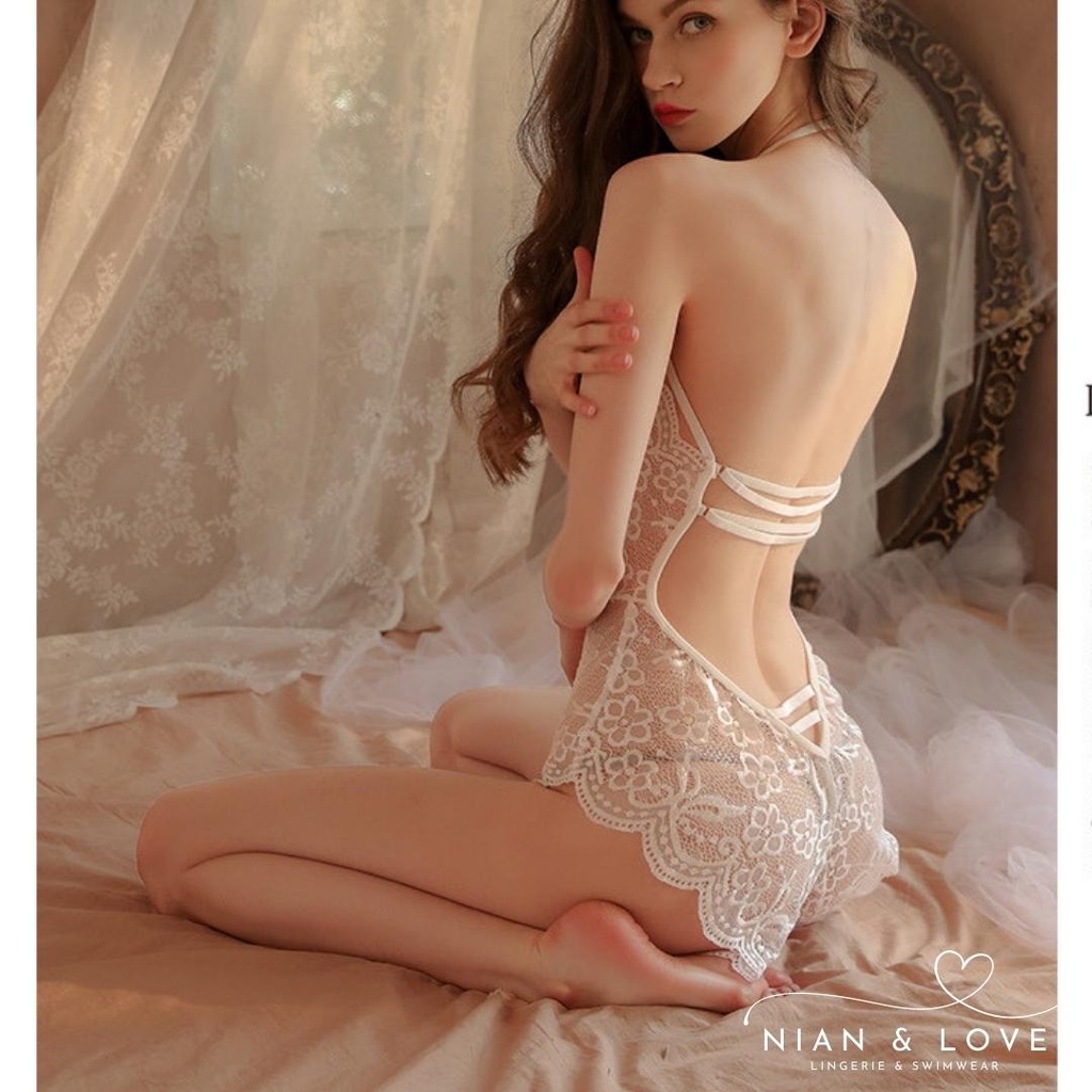Đồ ngủ nữ, bodysuit sexy nữ NIAN&LOVE áo liền thân ren hoa mềm mại, co giãn 4 chiều, phong cách gợi cảm Freesize | BigBuy360 - bigbuy360.vn