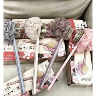 Cọ lưng kèm bông tắm Muji 2 đầu