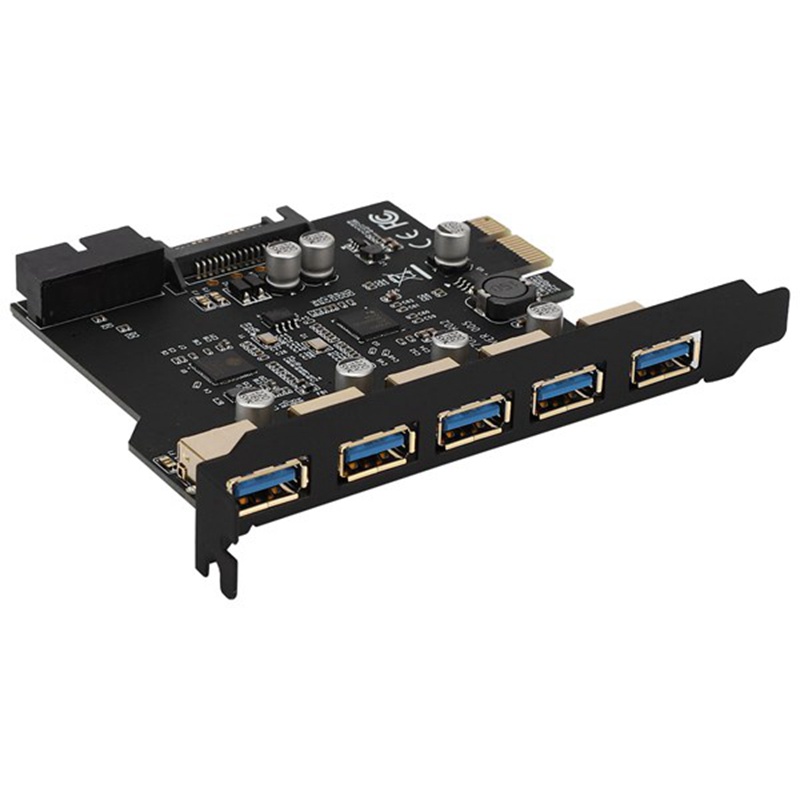 Speed PCI-E to USB 3.0 19-Pin 5 Port PCI Express Expansion Card Adapter SATA 15Pin Connector with Driver CD for Desktop