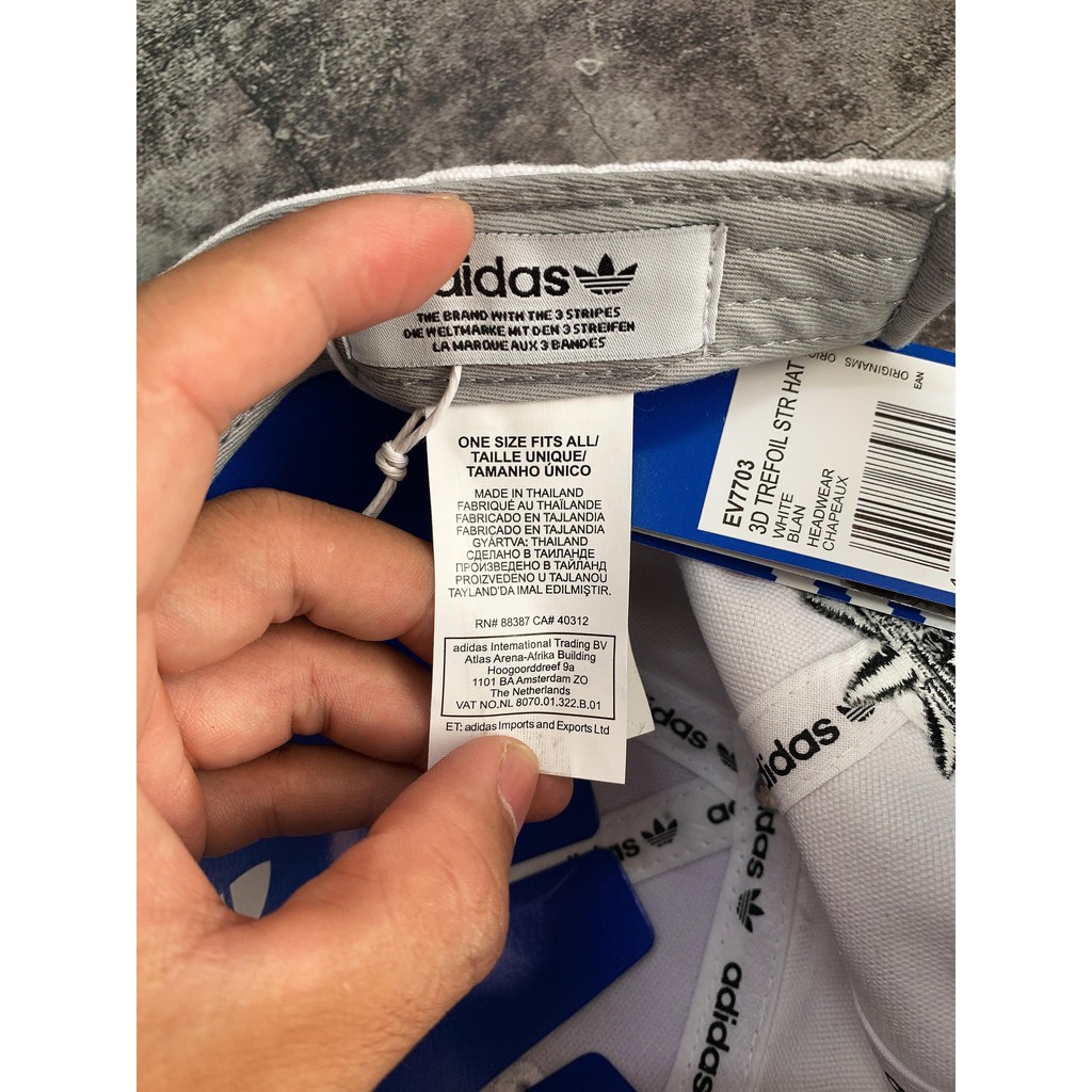 [NGHIỆN TÚI GIÁ GỐC + VIDEO THẬT] Nón / Mũ Adidas 3D TREFOIL STRAP-BACK HAT - EV7703 White | CAM KẾT 100% KH Hài Lòng