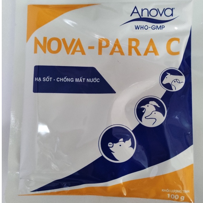 NOVA P A R A C 100G ha sot chong mat nuoc va chat dien giai cho gia suc gia cam