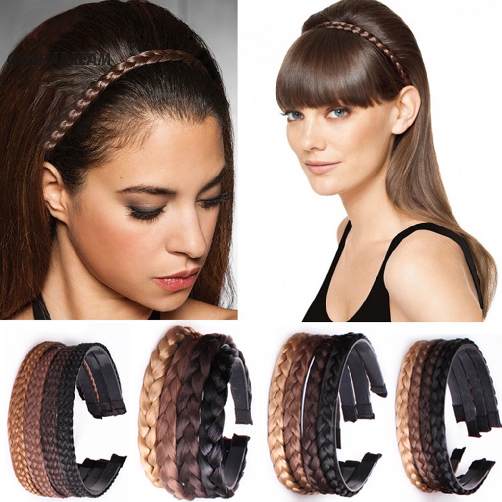 Cài tóc kiểu tóc giả thắt bím chất liệu sợi tổng hợp kích thước 1/1.5/1.8cm dành cho nữ