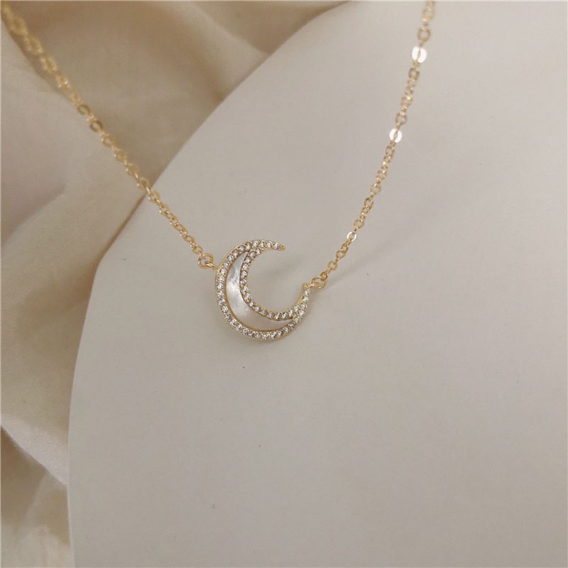 Vòng cổ Hình Mặt Trăng Mạ Bạc Đính Đá Thời Trang Cho Nữ