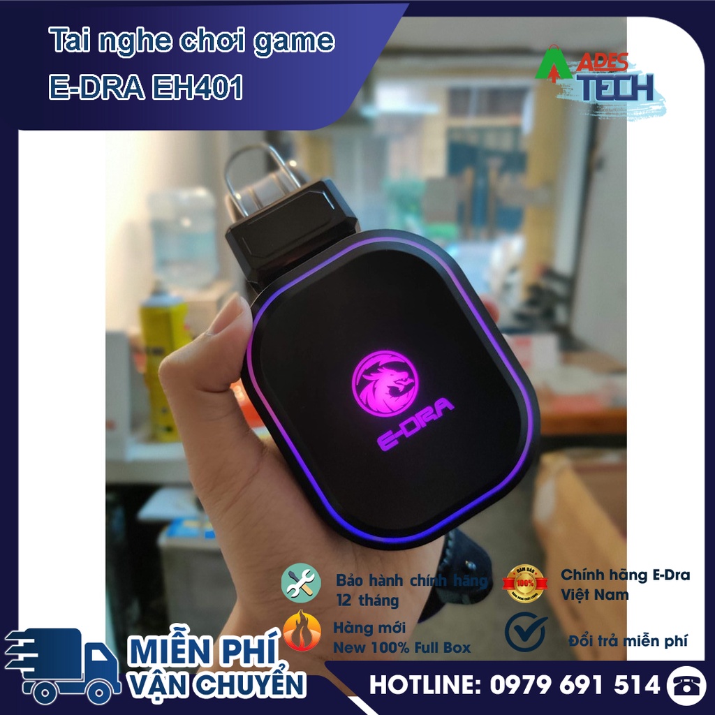 Tai nghe Gaming EDRA EH401 - Led đổi màu cực sáng - Bass cực căng  Có đèn LED RGB.