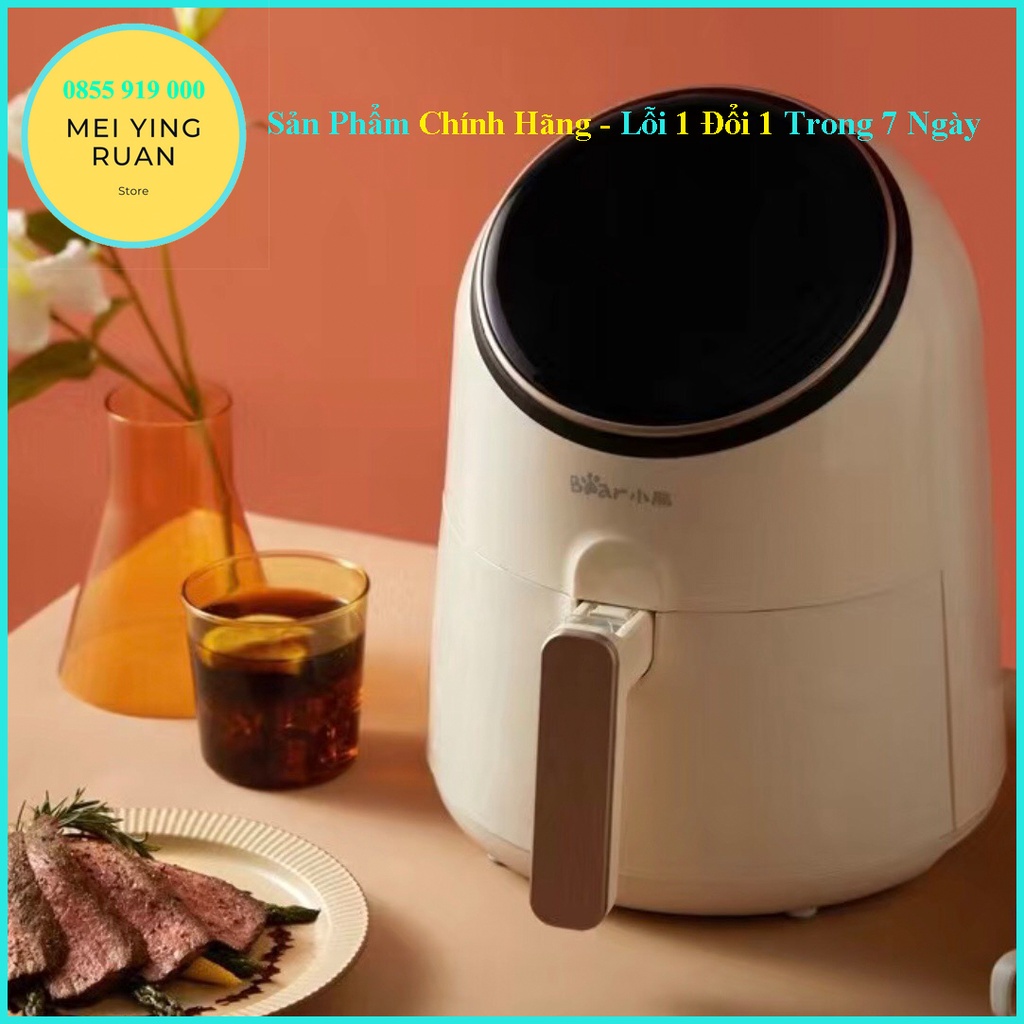 Nồi chiên không dầu mini công suất 1300W BEAR QZG-A13R1 3.2L màu trắng mặt kính cảm ứng , bảo hành 12 tháng