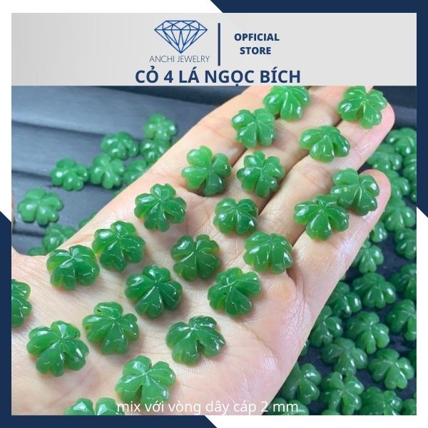 Cỏ 4 lá đá ngọc sơn thủy Anchi jewelry