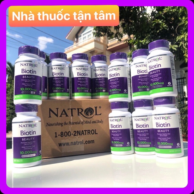 Hộp 100 viên Natral biotin Beauty 10,000mcg hỗ trợ ngăn ngừa rụng tóc và mọc tóc của Mỹ