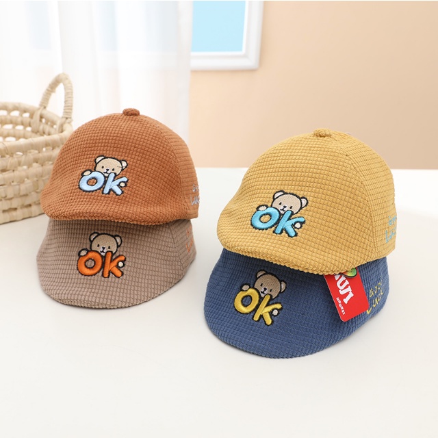 Nón beret hình gấu chữ OK dễ thương cho be 6 tháng - 18 tháng