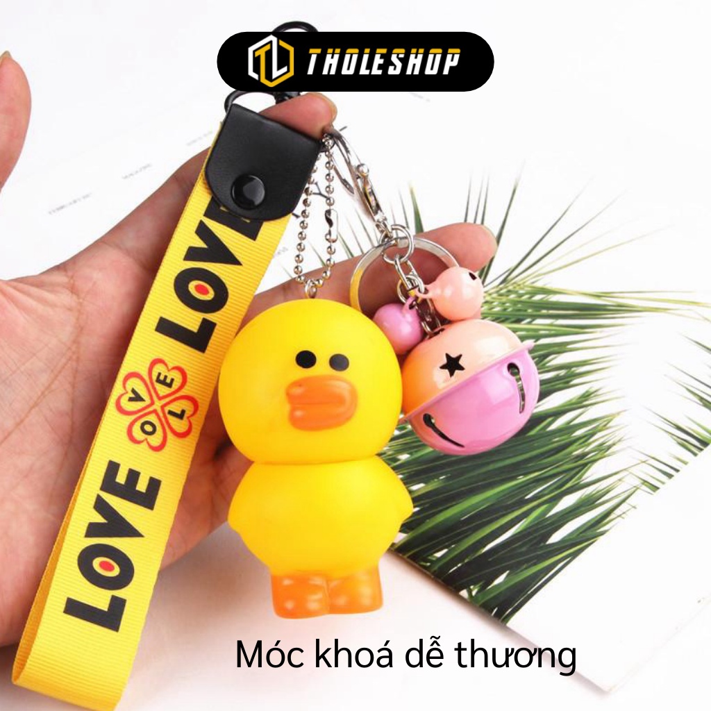 Móc Khóa - Móc Khóa Hình Con Vịt Và Chuông Dễ Thương, Phụ Kiện Cho Cặp, Túi Xách 7503