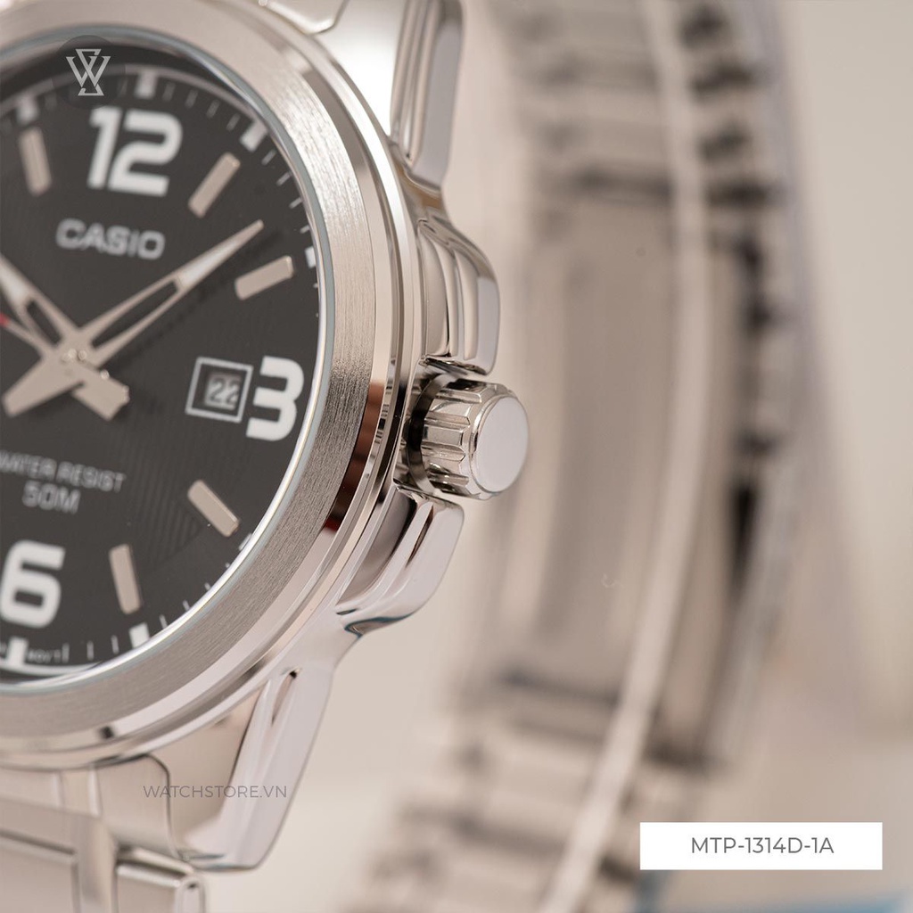 Đồng Hồ Quartz Nam Casio WATCHSTORE MTP-1314D-1AVDF Thiết Kế Mặt Kính Khoáng 45mm, Dây Kim Loại, Vỏ Thép Không Gỉ