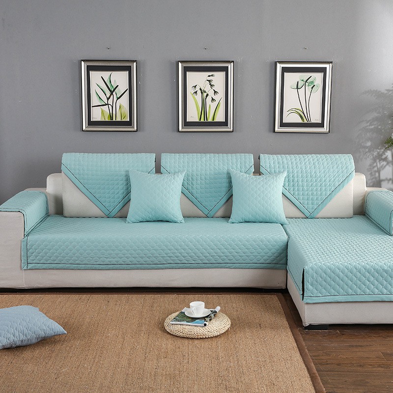 (Hàng Mới Về) Tấm Phủ Ghế Sofa Màu Trơn Chống Trượt Bằng Cotton Có Thể Giặt Được Phong Cách Hiện Đại