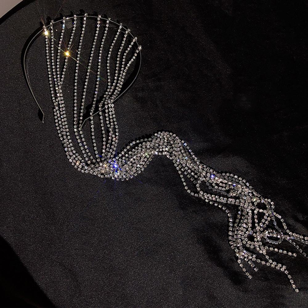 Băng Đô Cài Đầu Đính Tua Rua Dài Lấp Lánh Thanh Lịch Cho Nữ