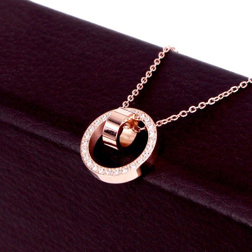 Dây Chuyền Titan Ko Đen Hình Vòng Tròn Đính Đá Nhân Tạo TT 2798