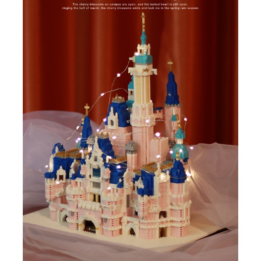 [CÓ SẴN] Đồ chơi xếp hình Lego toà lâu đài Disney màu hồng mô hình lắp ráp trẻ em