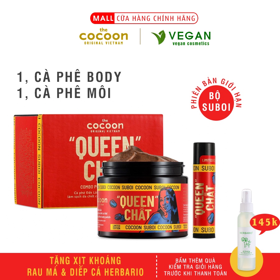 Combo Cà phê Đắklắk làm sạch da chết BodyCocoon200ml+tẩy da chết môi Cà phê đắk lắkCocoon5g