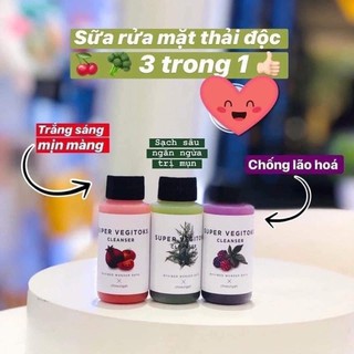 SET SỮA RỬA MẶT RAU CỦ QUẢ MINI 3 CHAI  30ML