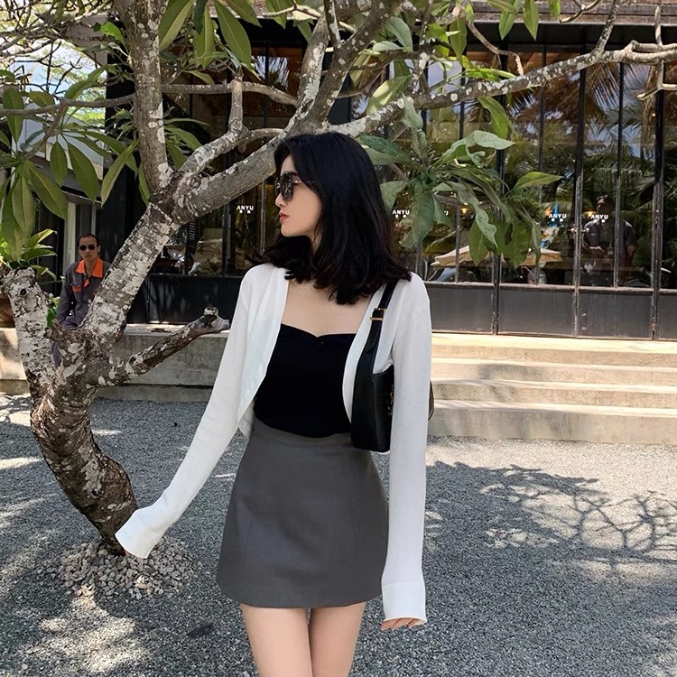 SUXI Áo cardigan dệt kim mỏng tay dài màu trơn chống nắng thời trang mùa hè | BigBuy360 - bigbuy360.vn