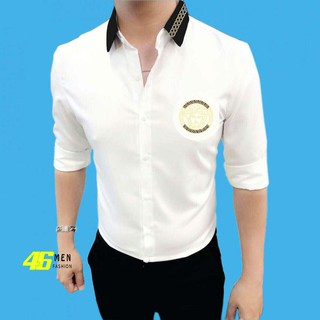 Áo sơ mi trắng nam, dài tay, thêu logo versa cao cấo MFM010