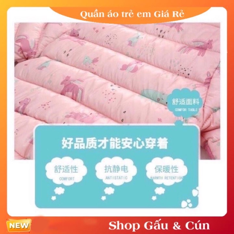 Áo khoác phao cho bé gái Hàng Quảng Châu tai gấu hình chú ngựa pony 15-21kg