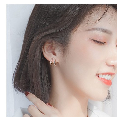 Khuyên tai tròn Bạc ý 925 xoắn silver nguyên chất