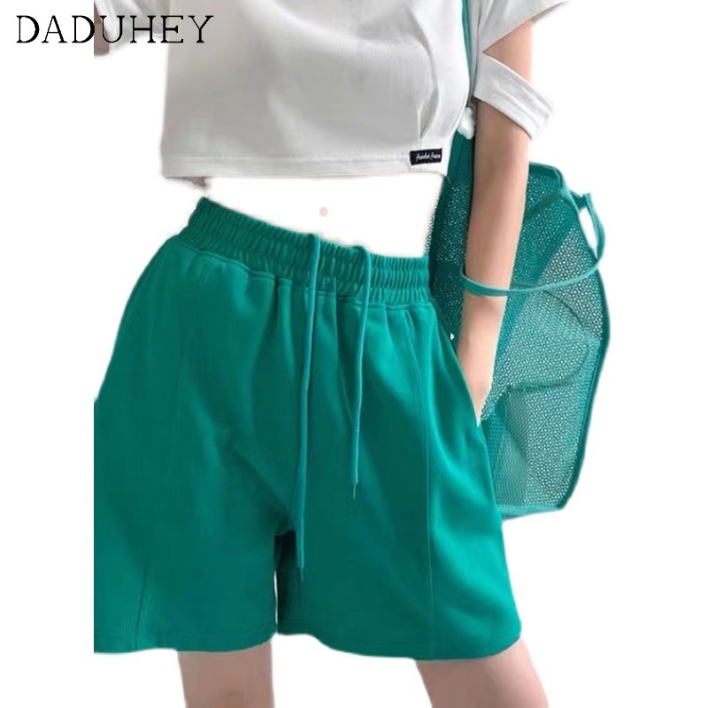 Quần ngắn daduhey ống rộng lưng cao màu trơn phong cách thể thao thời trang mùa hè 2022 dành cho nữ với 5 màu tùy chọn