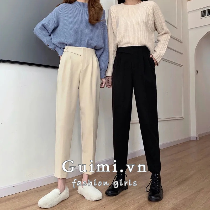 Quần Dài Ống Đứng Lưng Cao Thời Trang Hàn Quốc Mới
