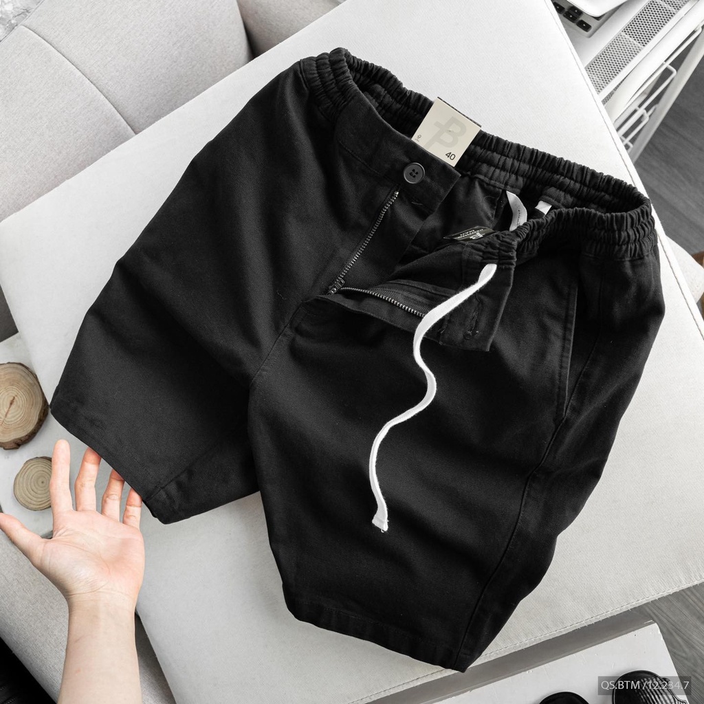 Quần short lửng kaki nam, chất vải kaki co giãn, lưng chun mặc thoải mái 2347