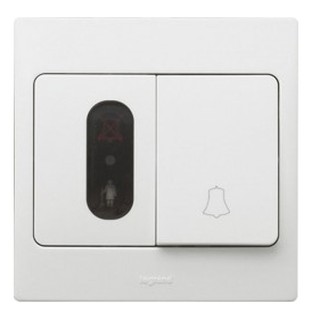 Nút nhấn chuông Legrand malia kèm đèn hiển thị yêu cầu dọn phòng, xin đừng quấy rầy, màu trắng.