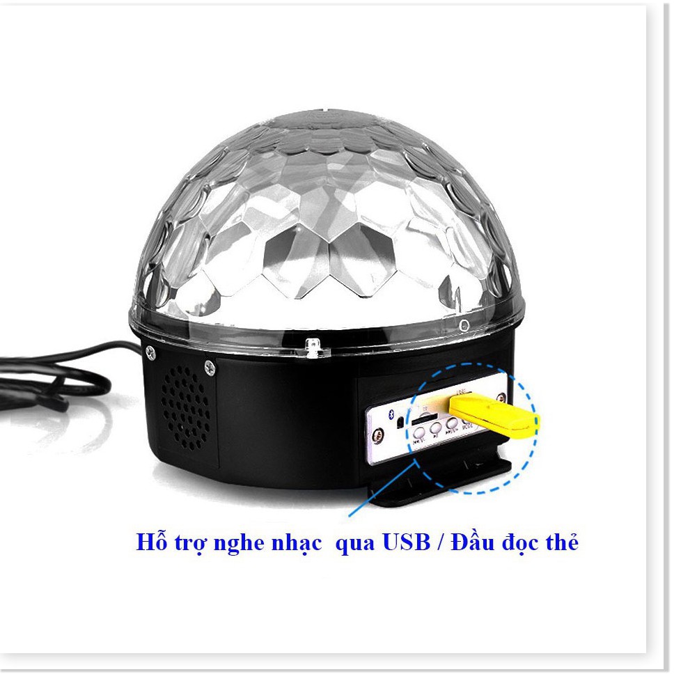 Đèn LED Quả Cầu Cảm Ứng Xoay Pha Lê 7 Màu Nháy Theo Nhạc Bluetooth Tích Hợp Loa DC-BL300