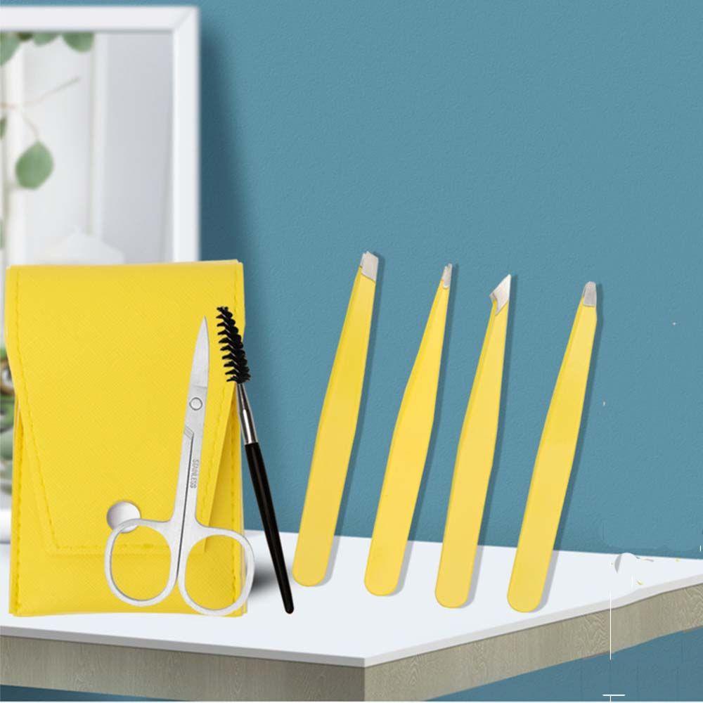 OCEANMAP Set 4 / 6 Nhíp Tỉa Lông Mày Chống Tĩnh Điện Kèm Hộp Da Đựng Tiện Lợi