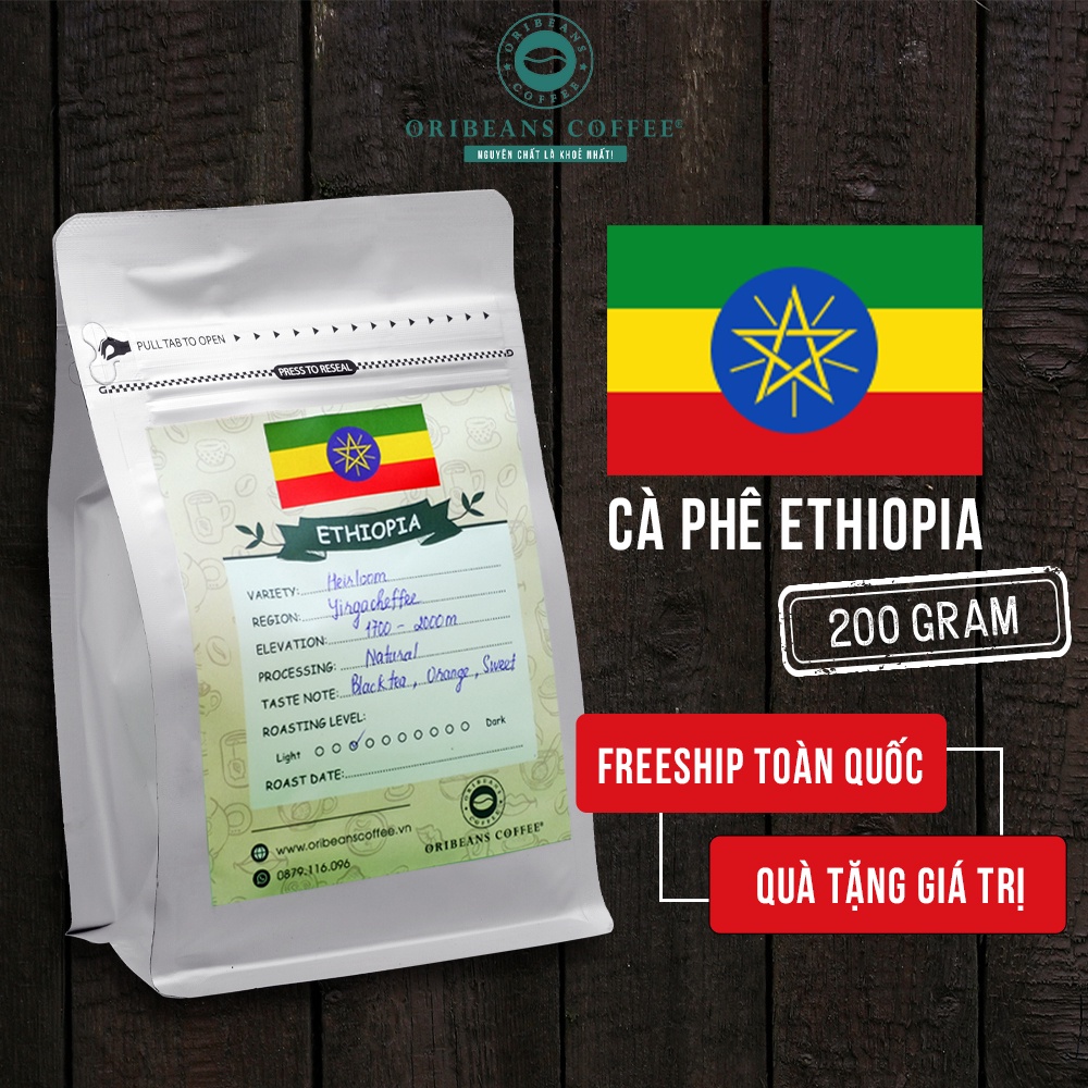 Cà phê Ethiopia Yirgacheffe Coffee Lamp Washed G1 rang nhạt, cafe nguyên bản thế giới hương vị trà đen cam ngọt