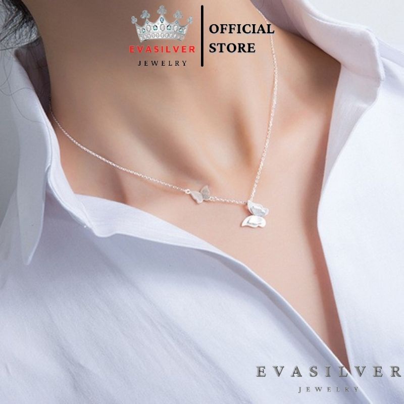 Dây chuyền bạc nữ cao cấp Evasilver mặt Butterfly, dây chuyền chuẩn bạc ta sang trọng