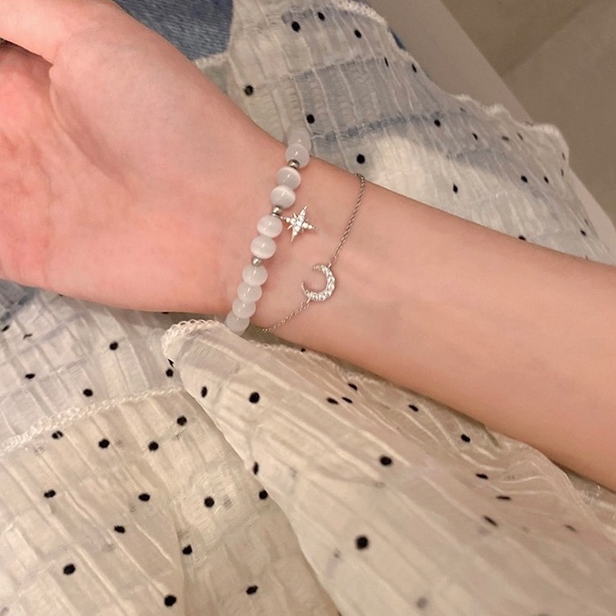 Vòng tay xỏ hạt / hình mặt trăng đính đá thanh lịch thời trang cho nữ