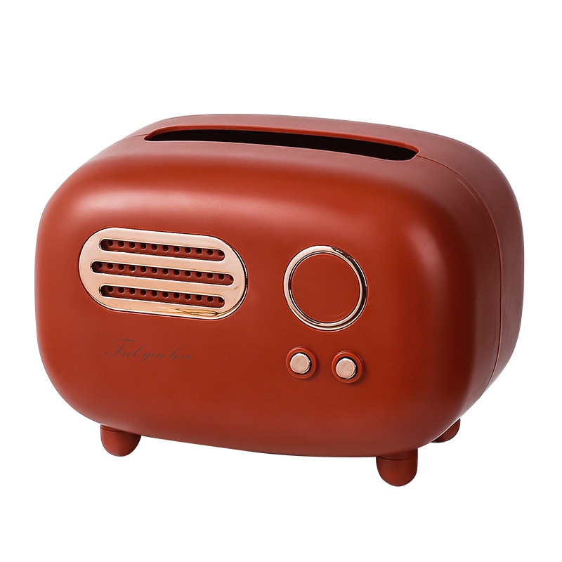 Hộp đựng khăn giấy hình radio cổ điển sang trọng trang trí nhà cửa
