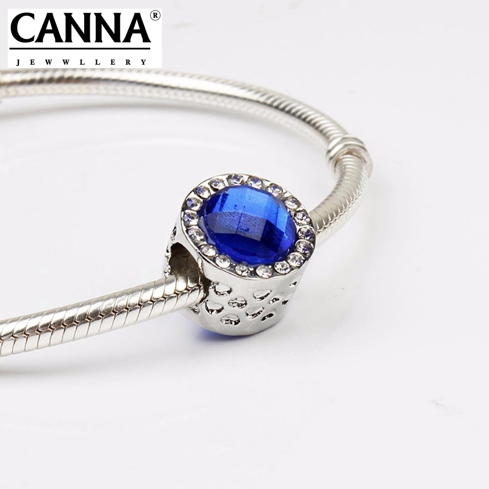 PANDORA Vòng Tay Đính Hạt Pha Lê Đục Lỗ Lớn Phong Cách Châu Âu