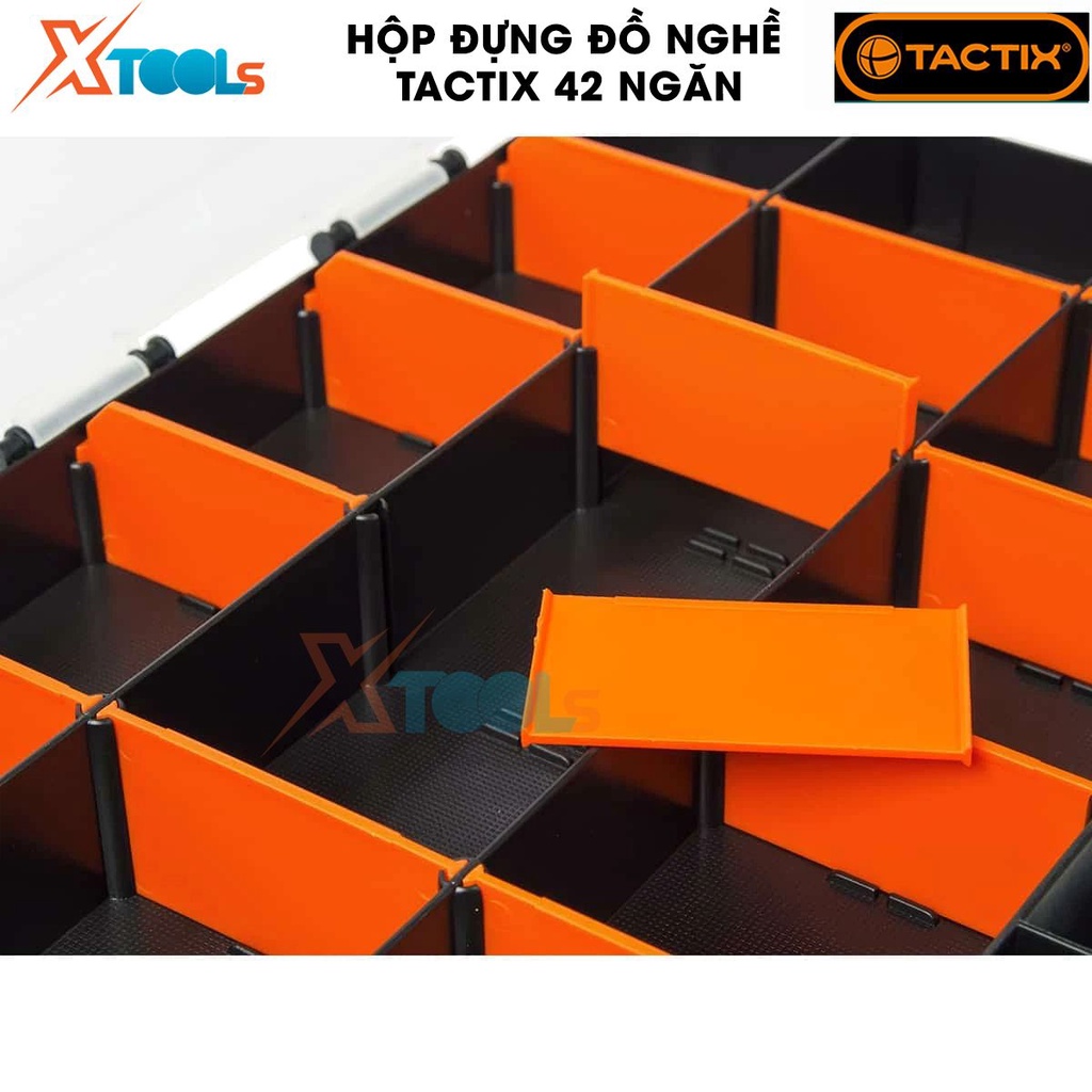 Hộp đựng dụng cụ nhiều ngăn 2 mặt TACTIX 320028 | Kích thước 32 x 26 x 8 cm, chất liệu nhựa PP [CHÍNH HÃNG][XTOOLS]