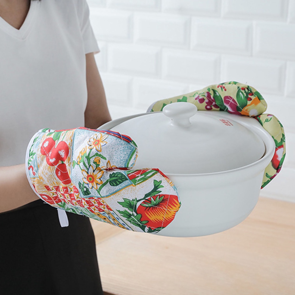 1 Găng Tay Chịu Nhiệt Cao Chống Bỏng In Hoa Màu Sắc Ngẫu Nhiên