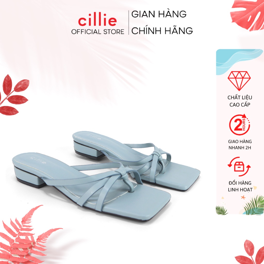 Guốc nữ đan dây xỏ ngón thời trang mũi vuông gót cao 2cm mang đi chơi đi dạo phố mang hàng ngày hottrend Cillie 1052