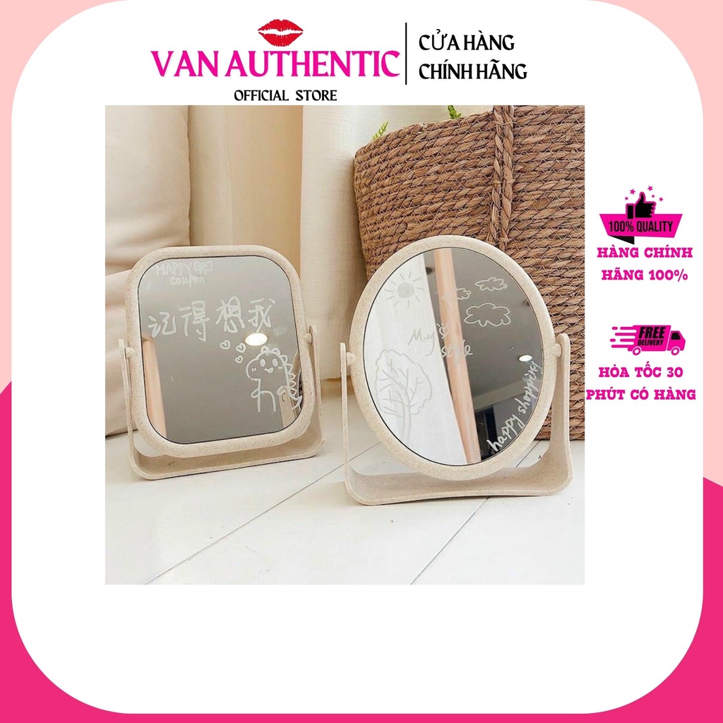Gương soi trang điểm 2 mặt để bàn Gương để bàn xoay 360 độ