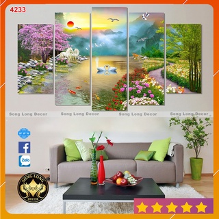 Tranh dán tường 3D sơn thủy hữu tình -4233- Tranh 3d phòng khách - Trang trí nhà cửa