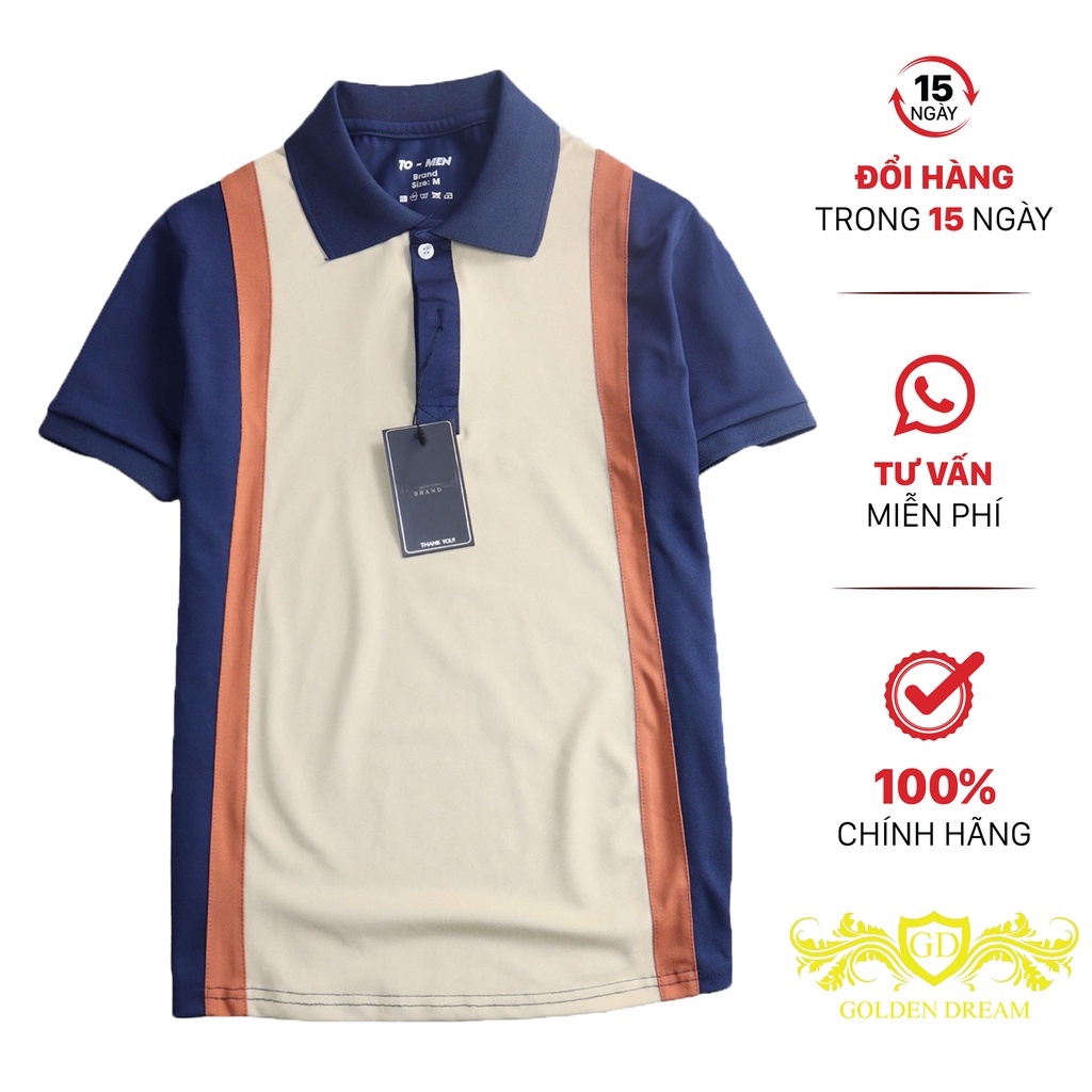 Áo Thun Nam Kiểu Dáng Polo Ngắn Tay Phối Màu Kẻ Sọc Dọc Thời Trang Cuốn Hút Phái Đẹp GOLDEN DREAM B339