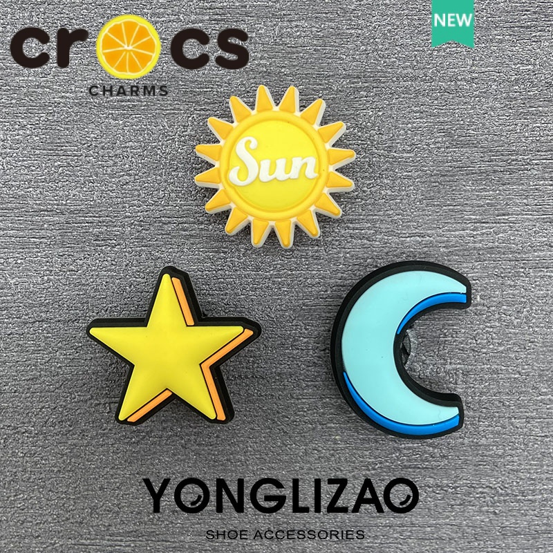 Phụ Kiện Trang Trí Giày crocs Họa Tiết Trăng Sao Mặt Trời DIY