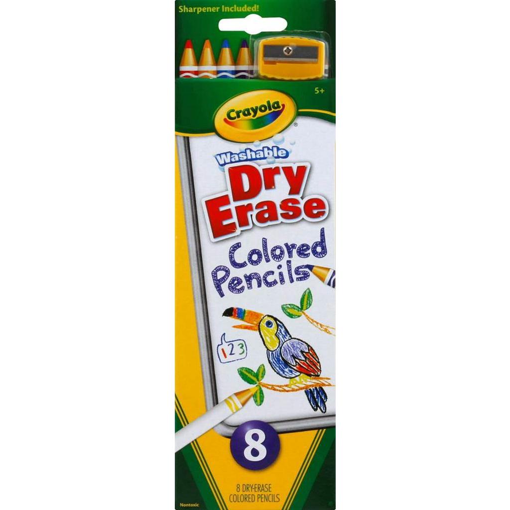 HỘP 8 BÚT CHÌ MÀU CRAYOLA WASHABLE DRY ERASE COLORED PENCILS LAU RỬA KHÔ