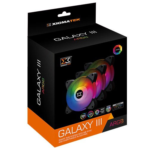 Bộ quạt XIGMATEK GALAXY III ESSENTIAL - BX120 ARGB(PACK x3, CONTROLLER, POWER HUB)