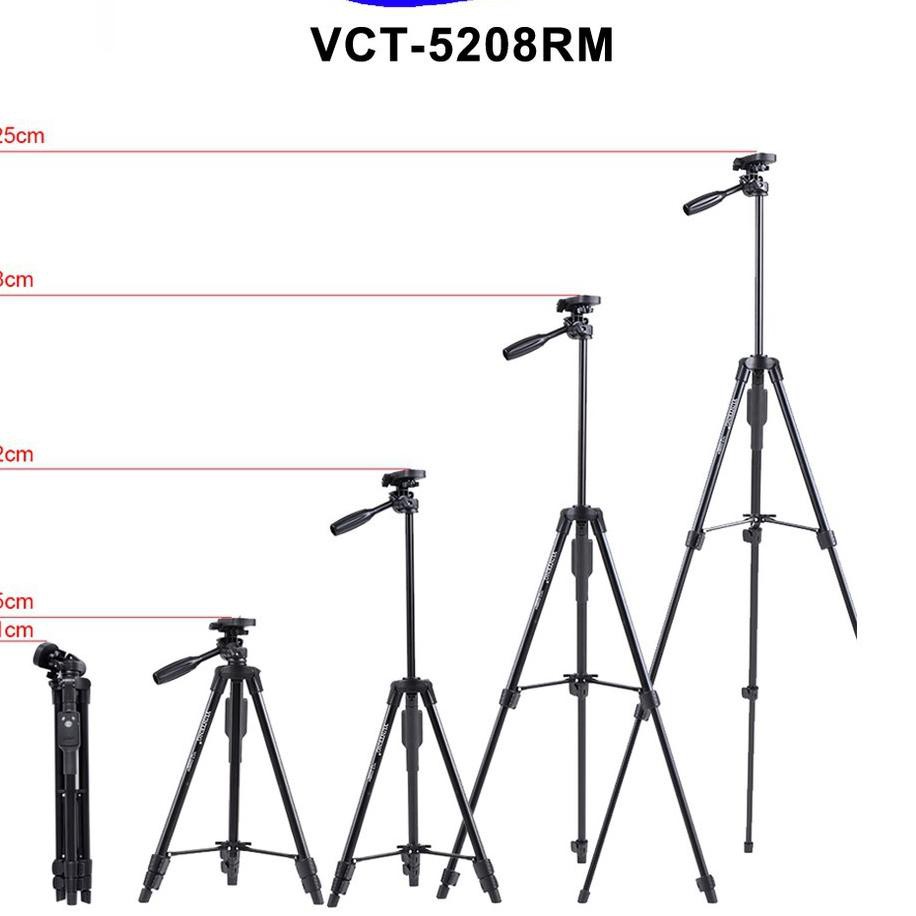 Hp Chân Tripod Yunteng Vct 5208 Có Nút Điều Khiển Bluetooth Dài 1.25