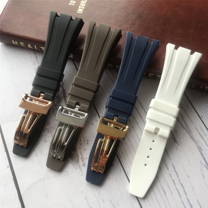 Thay thế Audemars Piguet Dây đeo bằng cao su Dây đeo đồng hồ AP Royal Oak Dòng sản phẩm ngoài khơi Gấp khóa Vòng đeo tay silicone không thấm nước 26