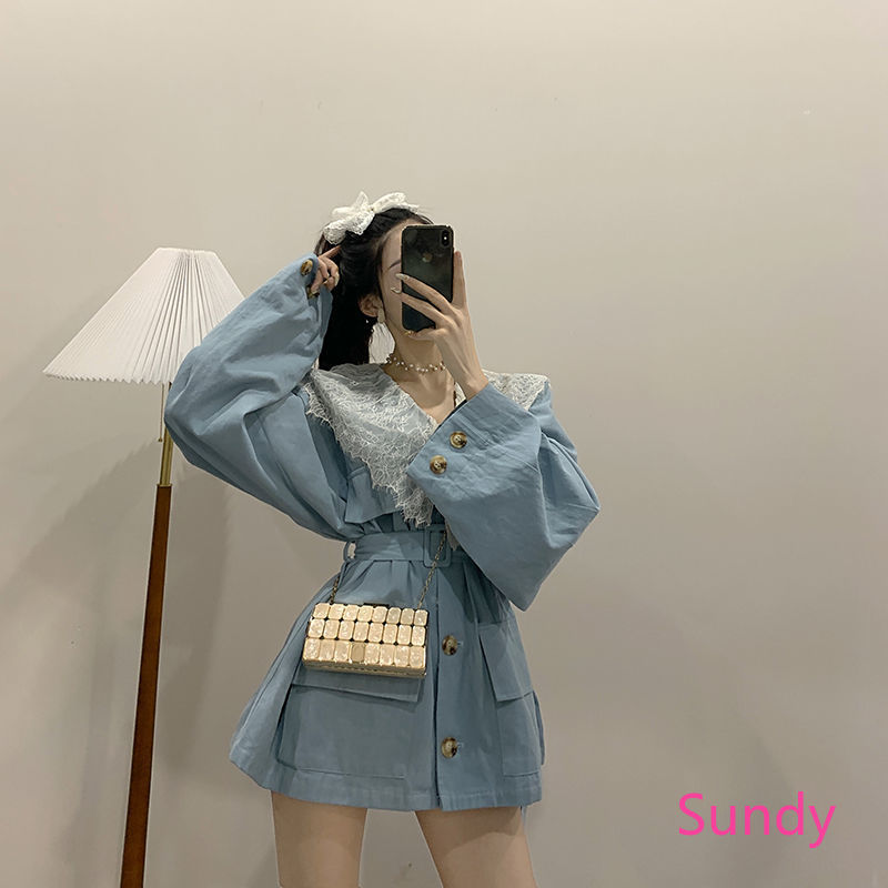 Đầm tay dài phối ren thời trang mùa thu cho nữ | BigBuy360 - bigbuy360.vn