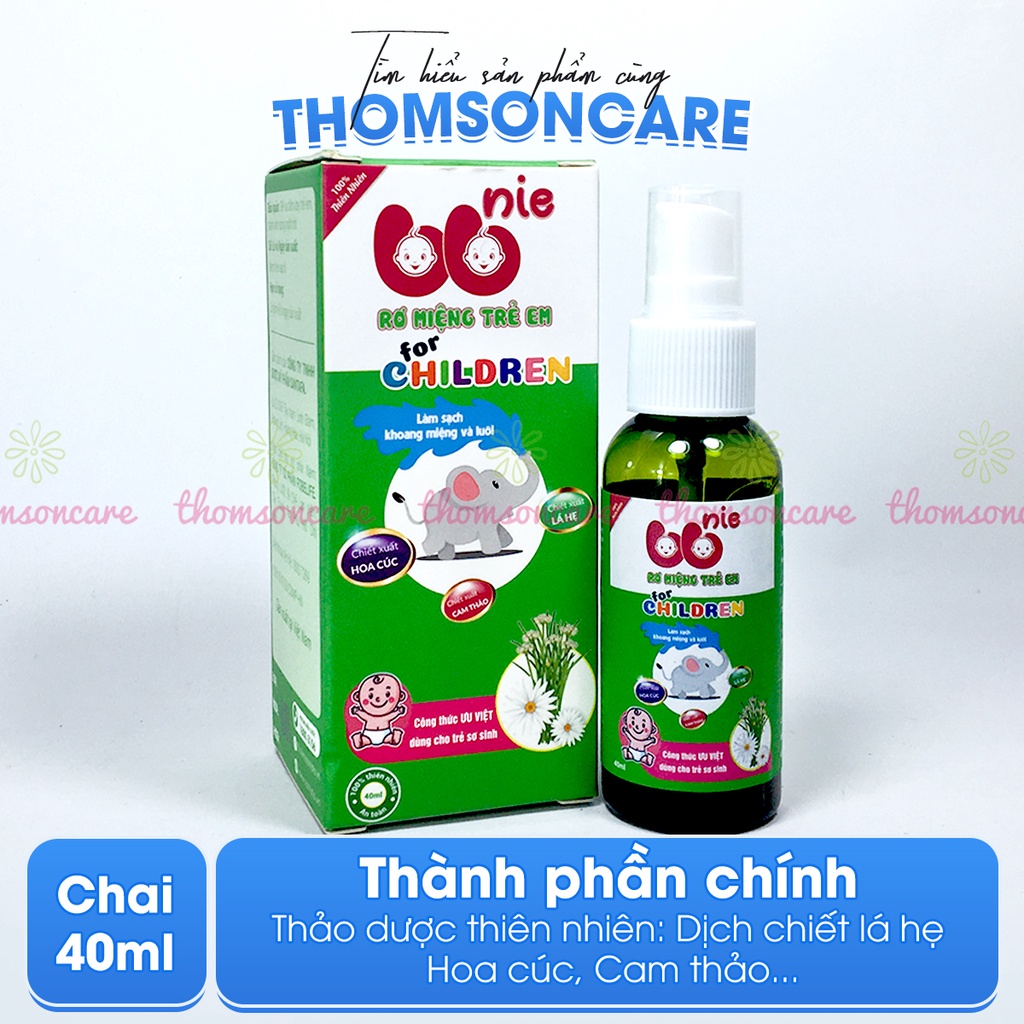 Dung dịch rơ lưỡi cho trẻ từ sơ sinh vị cam, làm sạch tưa lưỡi từ Lá hẹ, Cúc hoa và thảo dược BBnie Chai 40ml
