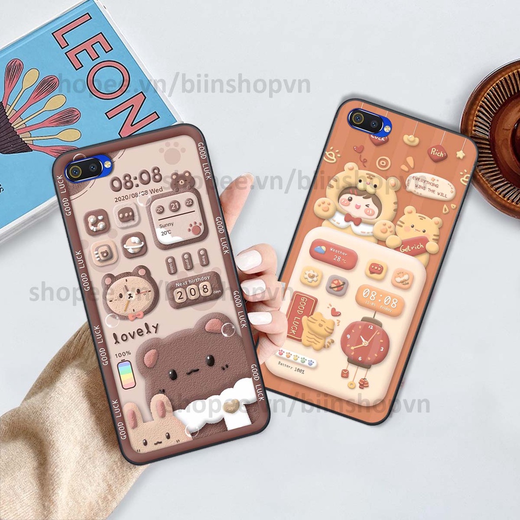 Ốp Realme C1 / C2 in 3D icon gấu nổi siêu xinh, siêu đáng yêu, cá tính phong cách
